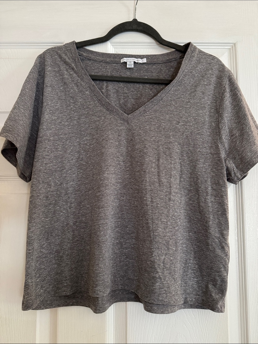 Threads 4 Thought Grey V Neck Cropped T-Shirt